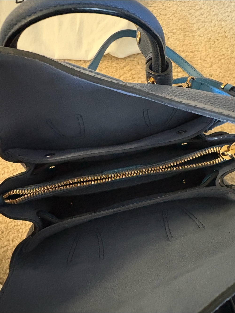 MCM Navy and Teal Leather Top-Handle Mini Milla Crossbody bag - Picture 4 of 5